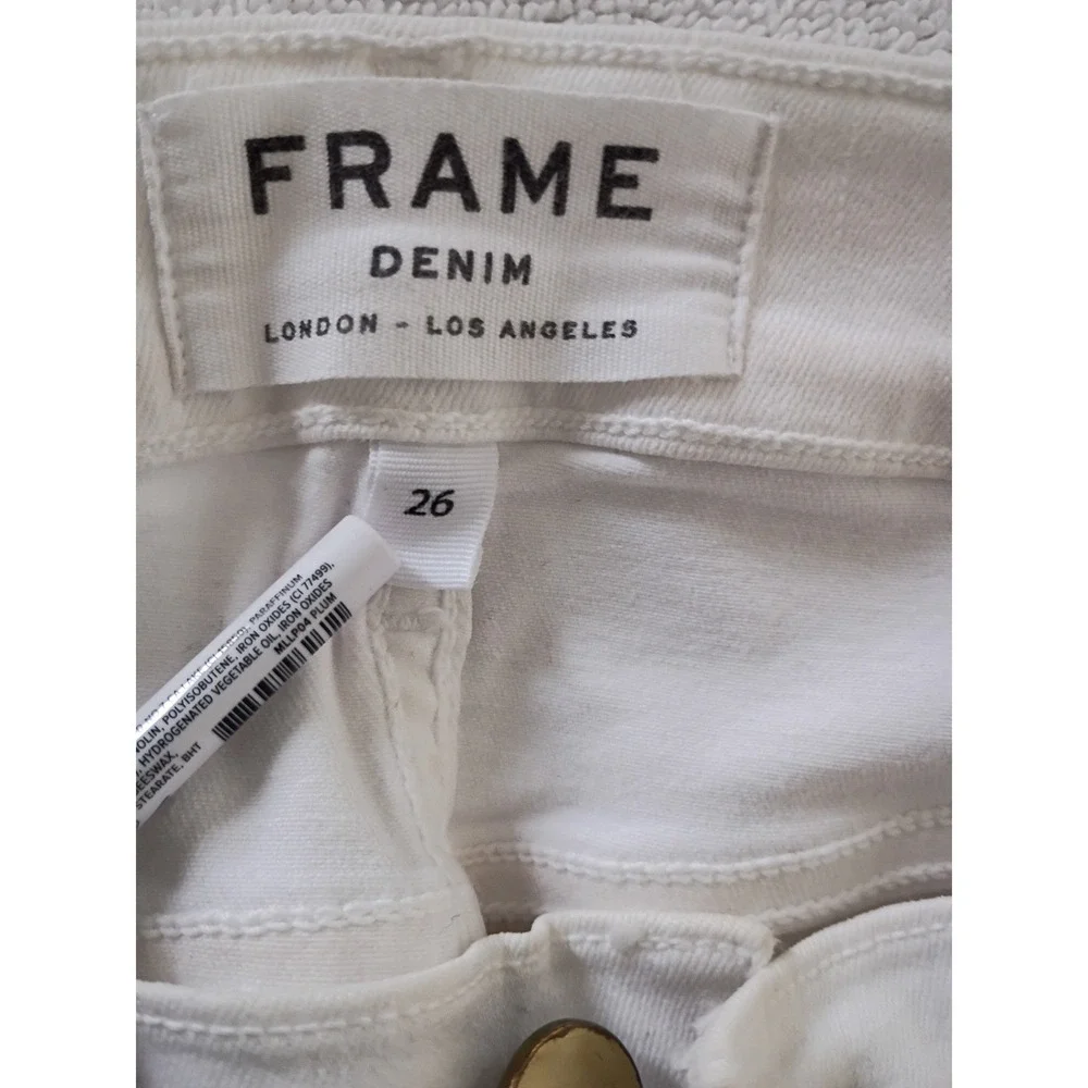 FRAME NWOT Le Skinny de Jeanne Blanc Distressed Jeans 26x29 USA Made‎ $228